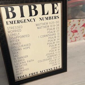 Framed Bible Emergency Numbers Print